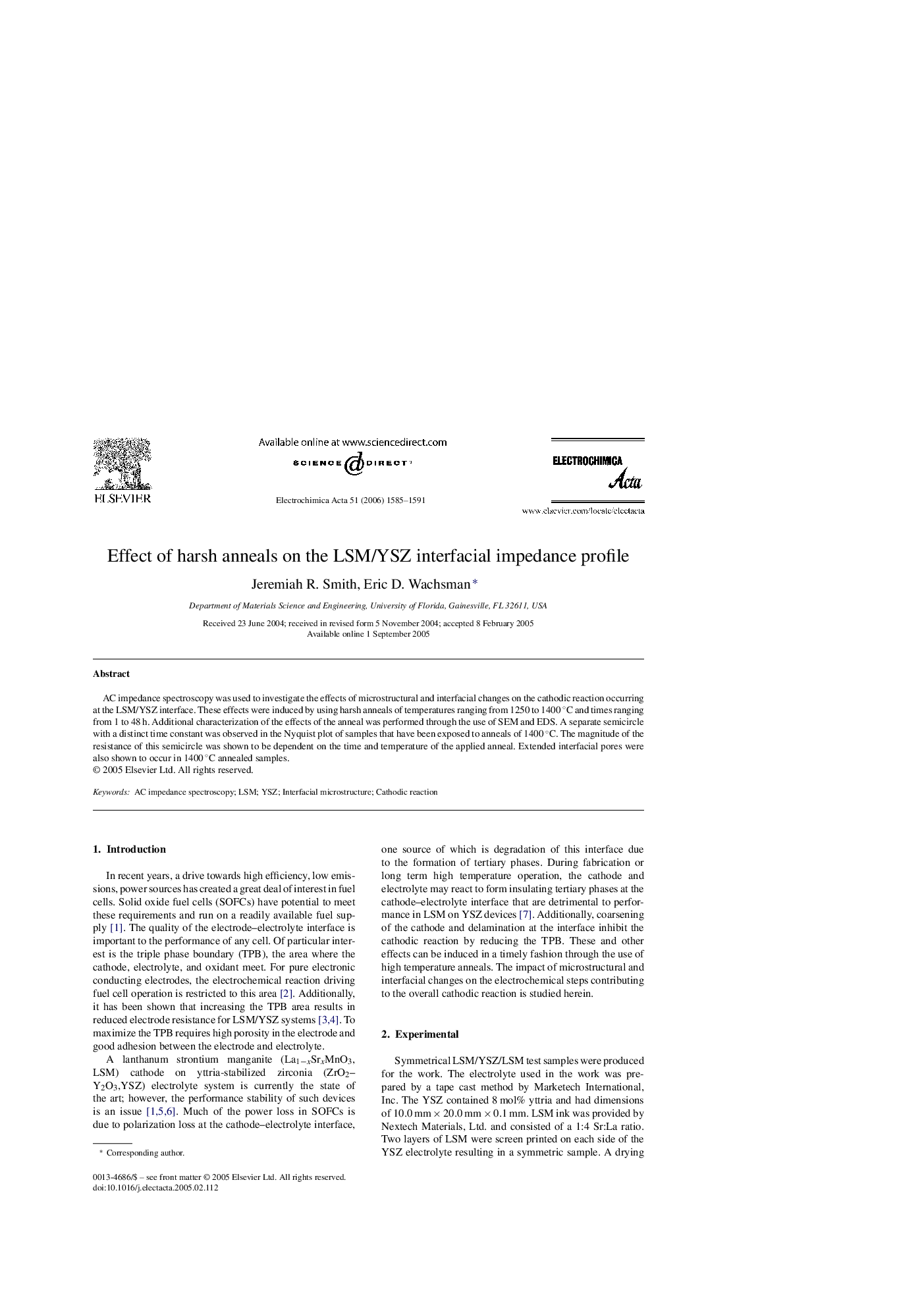 Effect of harsh anneals on the LSM/YSZ interfacial impedance profile