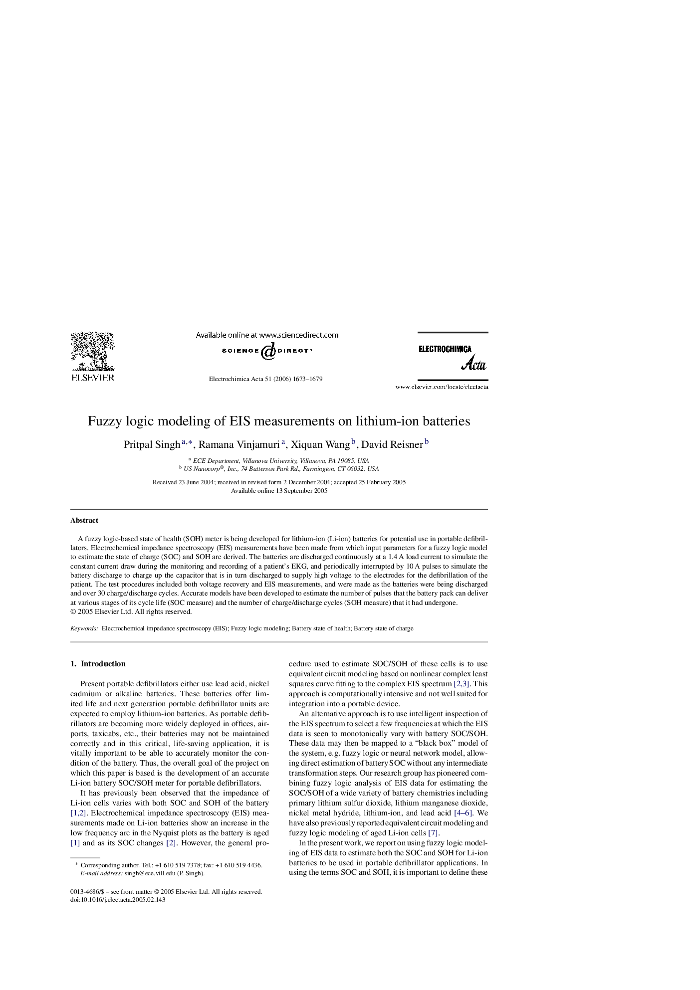 Fuzzy logic modeling of EIS measurements on lithium-ion batteries