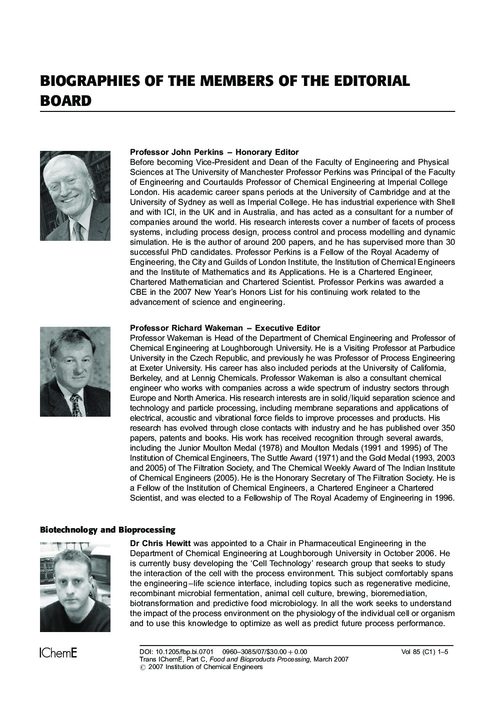 Biographies of the Members of the Editorial Board