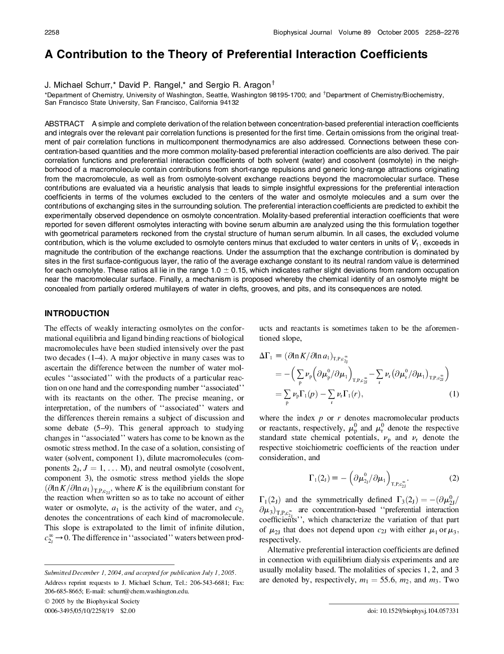 A Contribution to the Theory of Preferential Interaction Coefficients