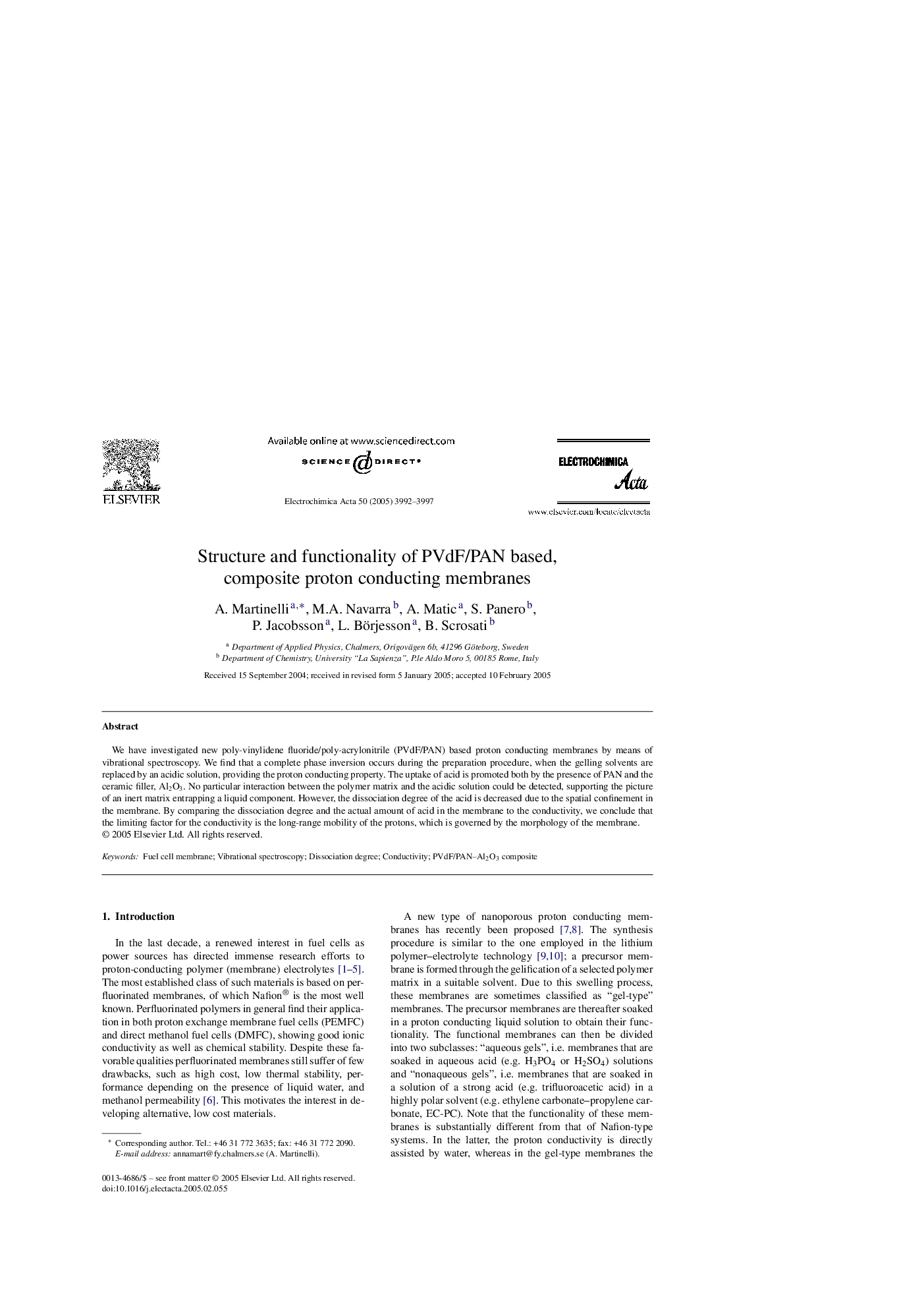 Structure and functionality of PVdF/PAN based, composite proton conducting membranes