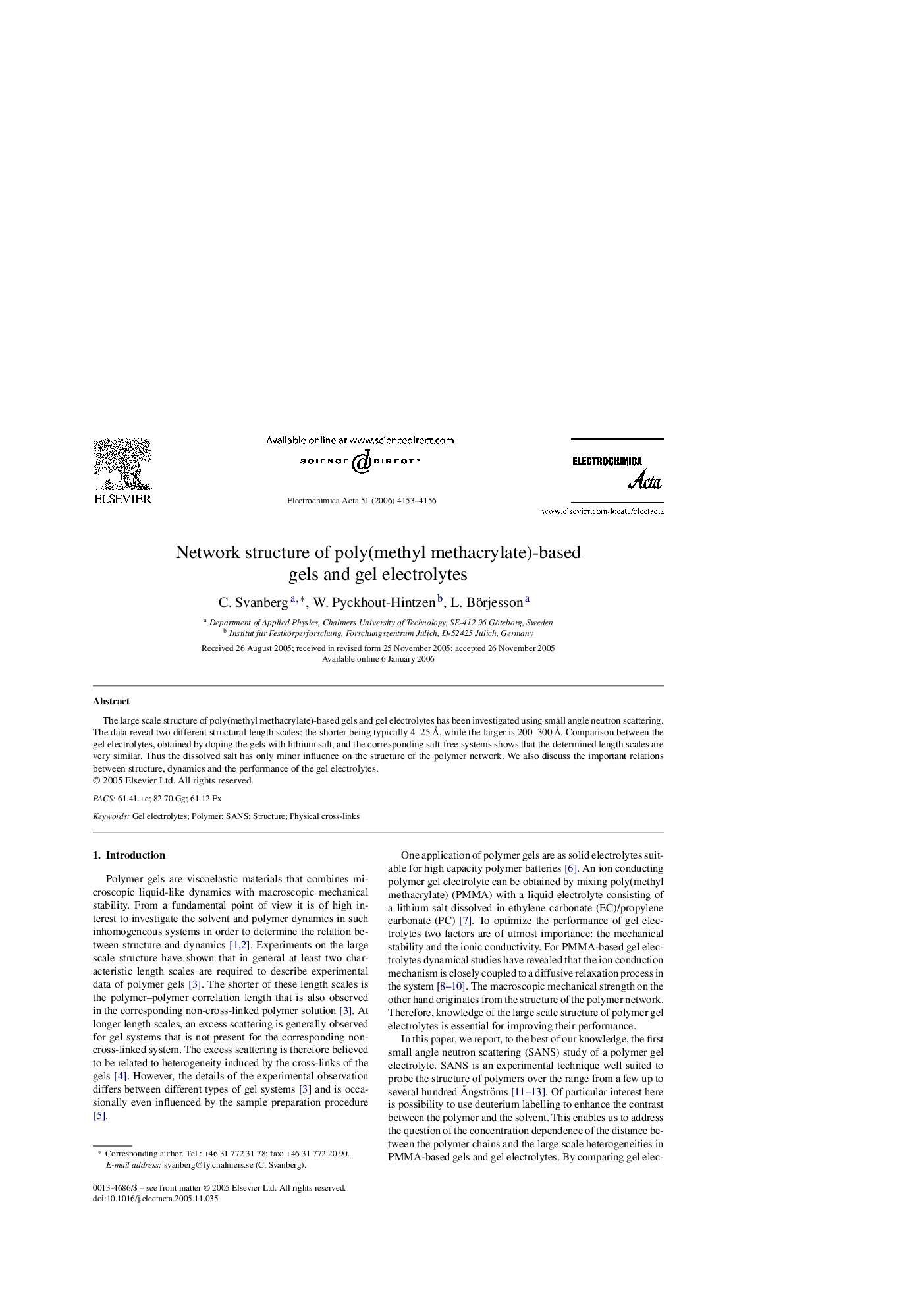 Network structure of poly(methyl methacrylate)-based gels and gel electrolytes