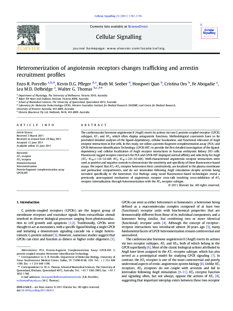 Heteromerization of angiotensin receptors changes trafficking and arrestin recruitment profiles