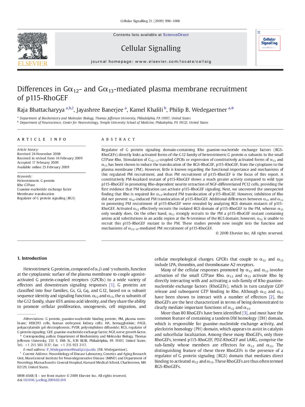 Differences in Gα12- and Gα13-mediated plasma membrane recruitment of p115-RhoGEF