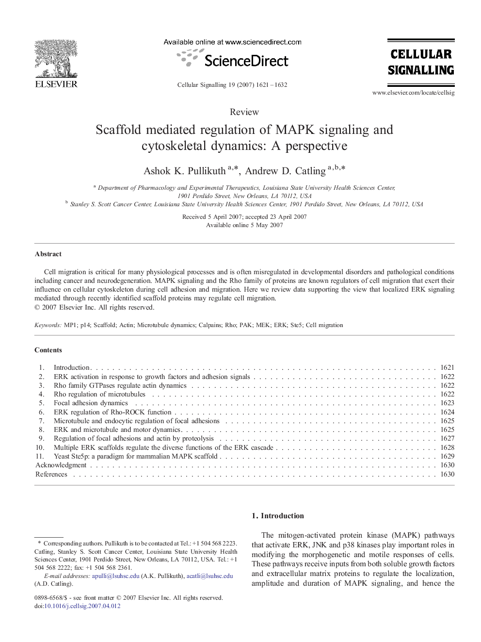 Scaffold mediated regulation of MAPK signaling and cytoskeletal dynamics: A perspective