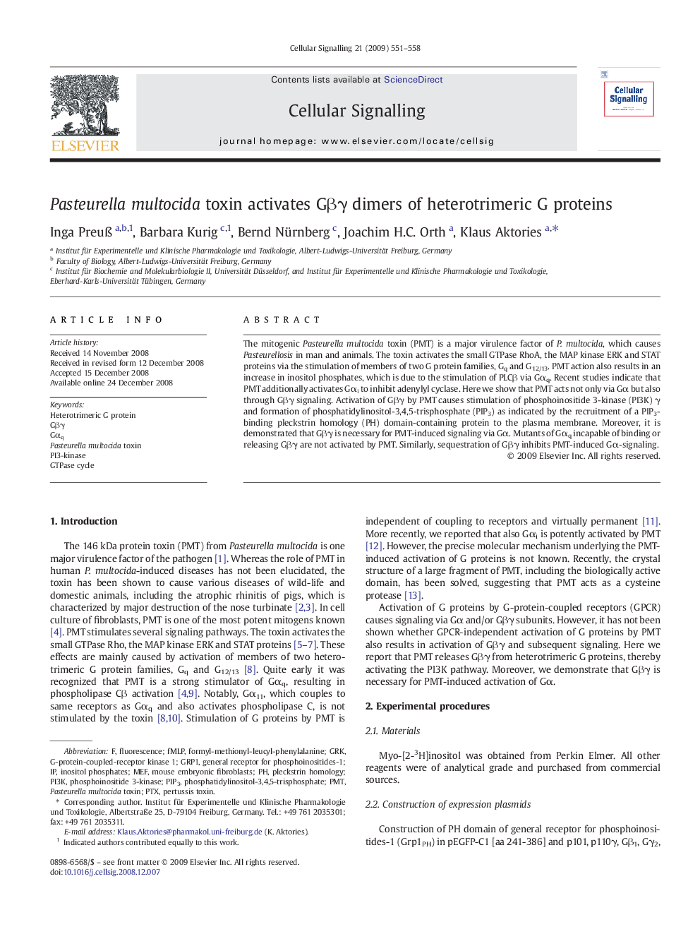 Pasteurella multocida toxin activates Gβγ dimers of heterotrimeric G proteins