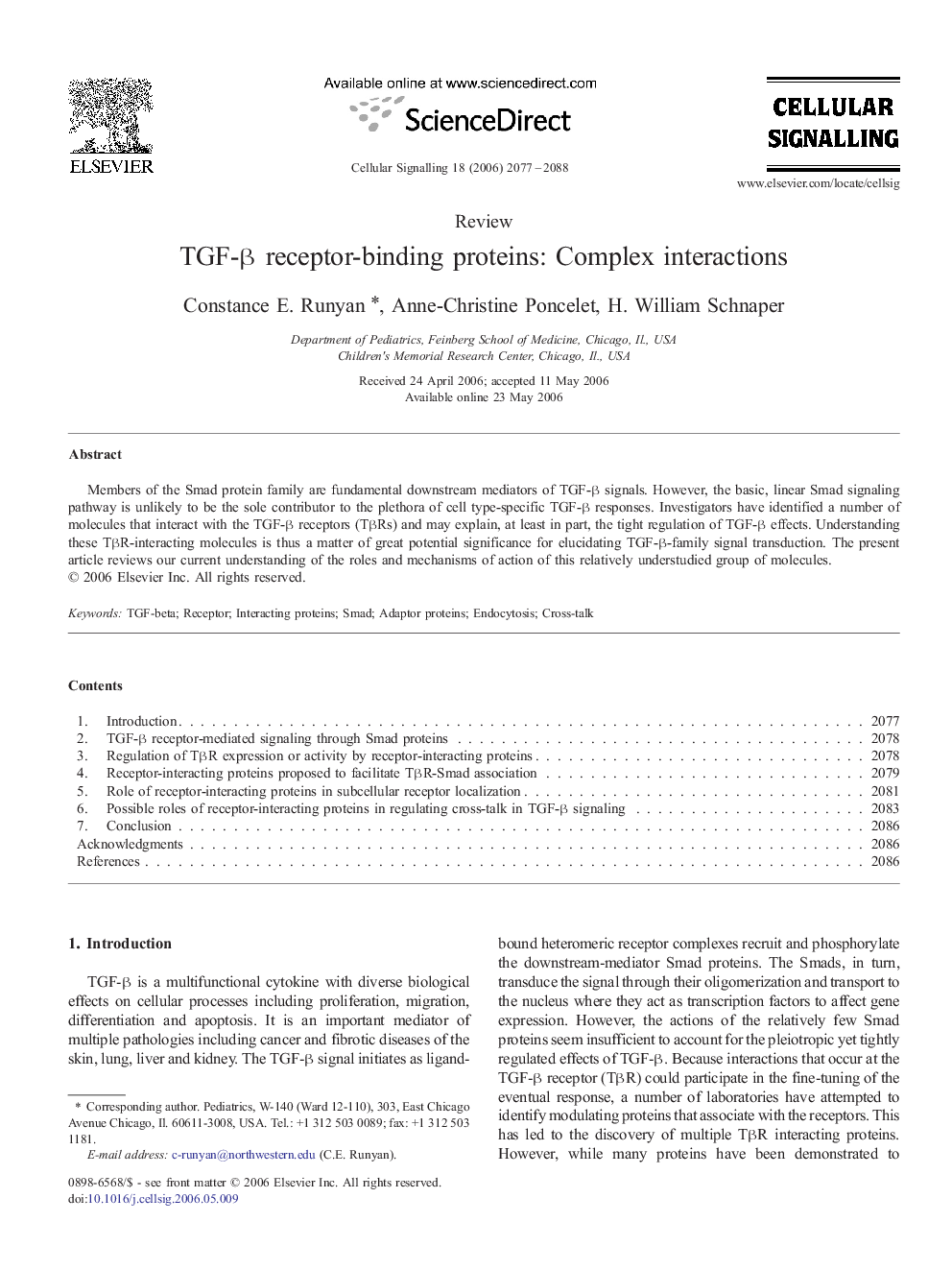 TGF-Î² receptor-binding proteins: Complex interactions