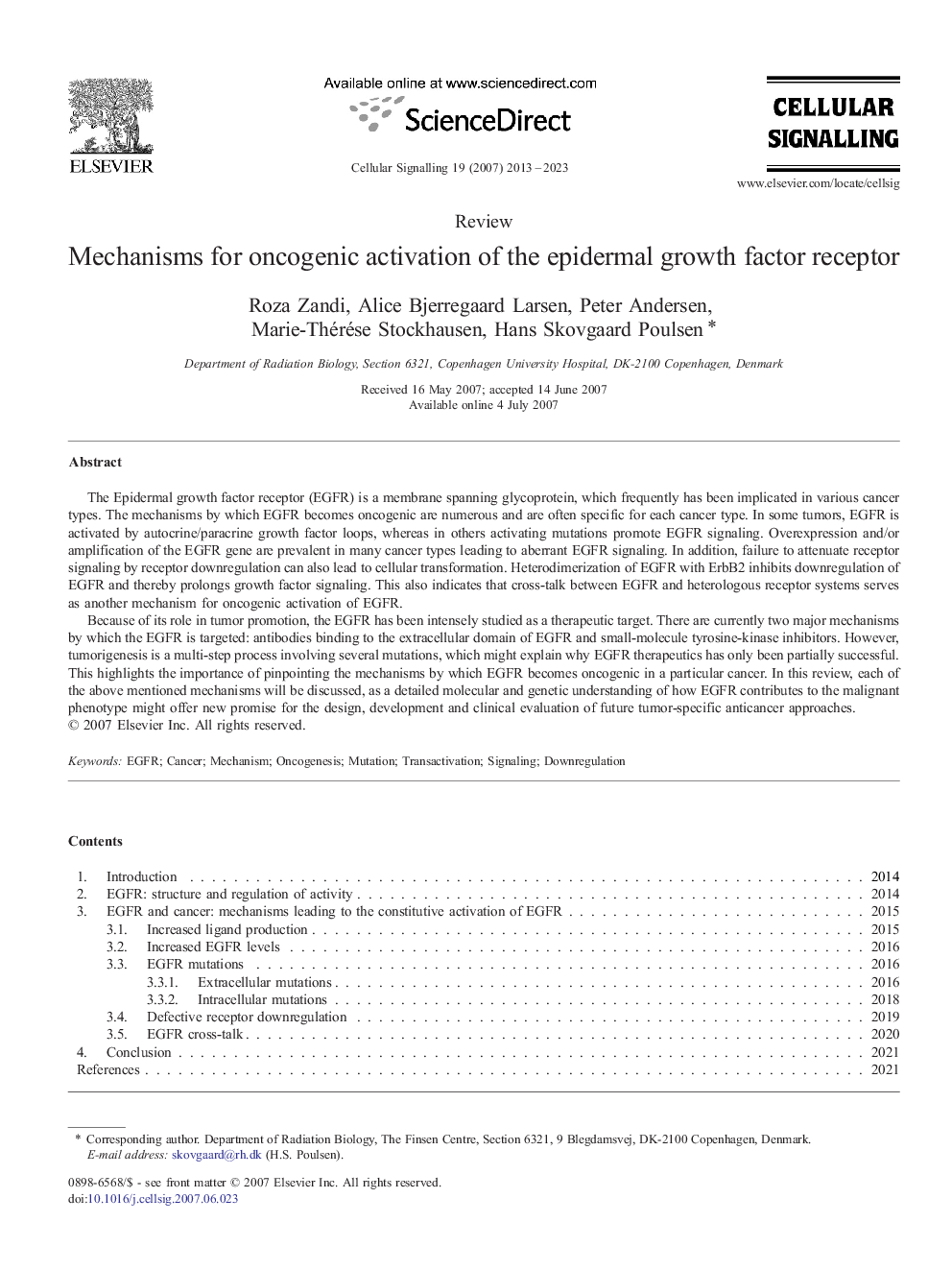 Mechanisms for oncogenic activation of the epidermal growth factor receptor