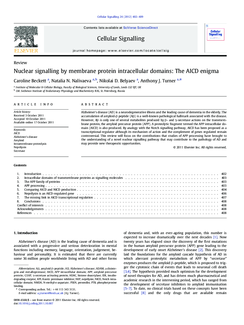 Nuclear signalling by membrane protein intracellular domains: The AICD enigma