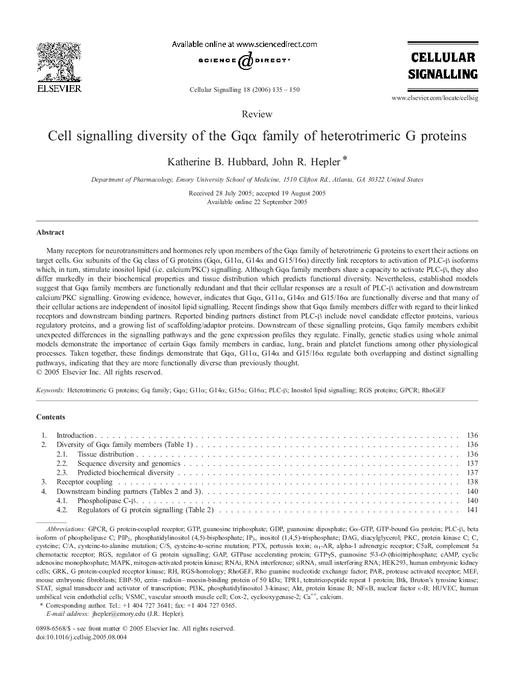 Cell signalling diversity of the Gqα family of heterotrimeric G proteins