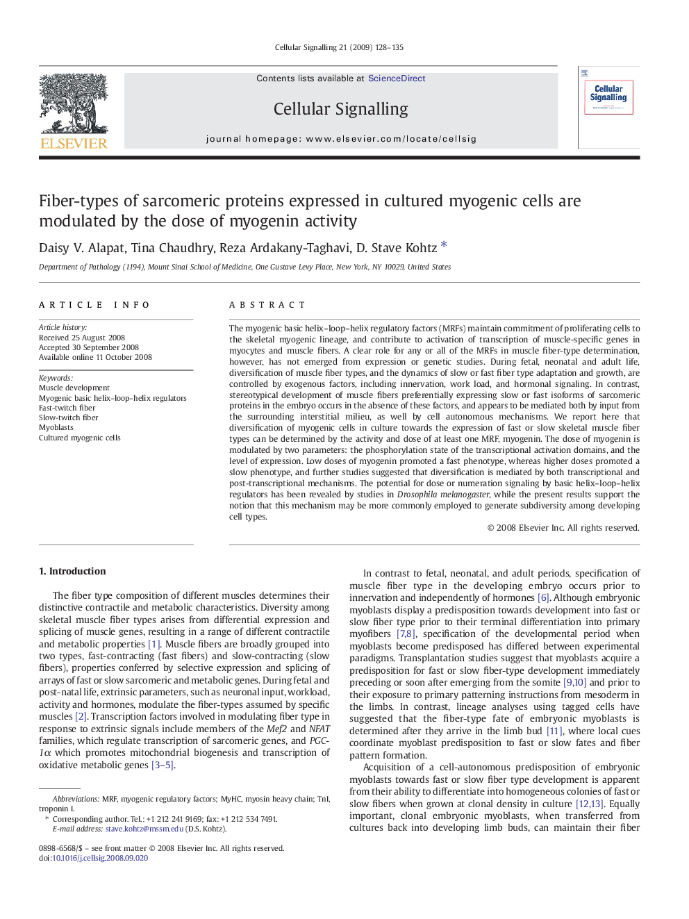 Fiber-types of sarcomeric proteins expressed in cultured myogenic cells are modulated by the dose of myogenin activity