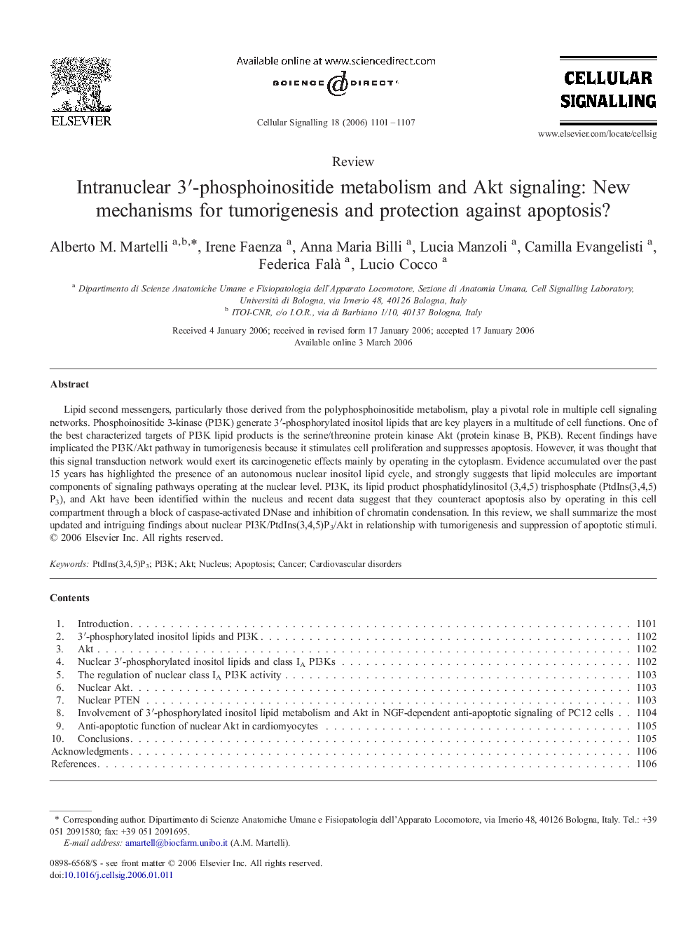 Intranuclear 3′-phosphoinositide metabolism and Akt signaling: New mechanisms for tumorigenesis and protection against apoptosis?