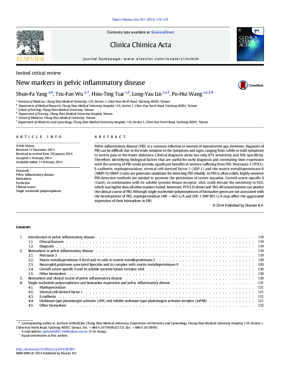 New markers in pelvic inflammatory disease