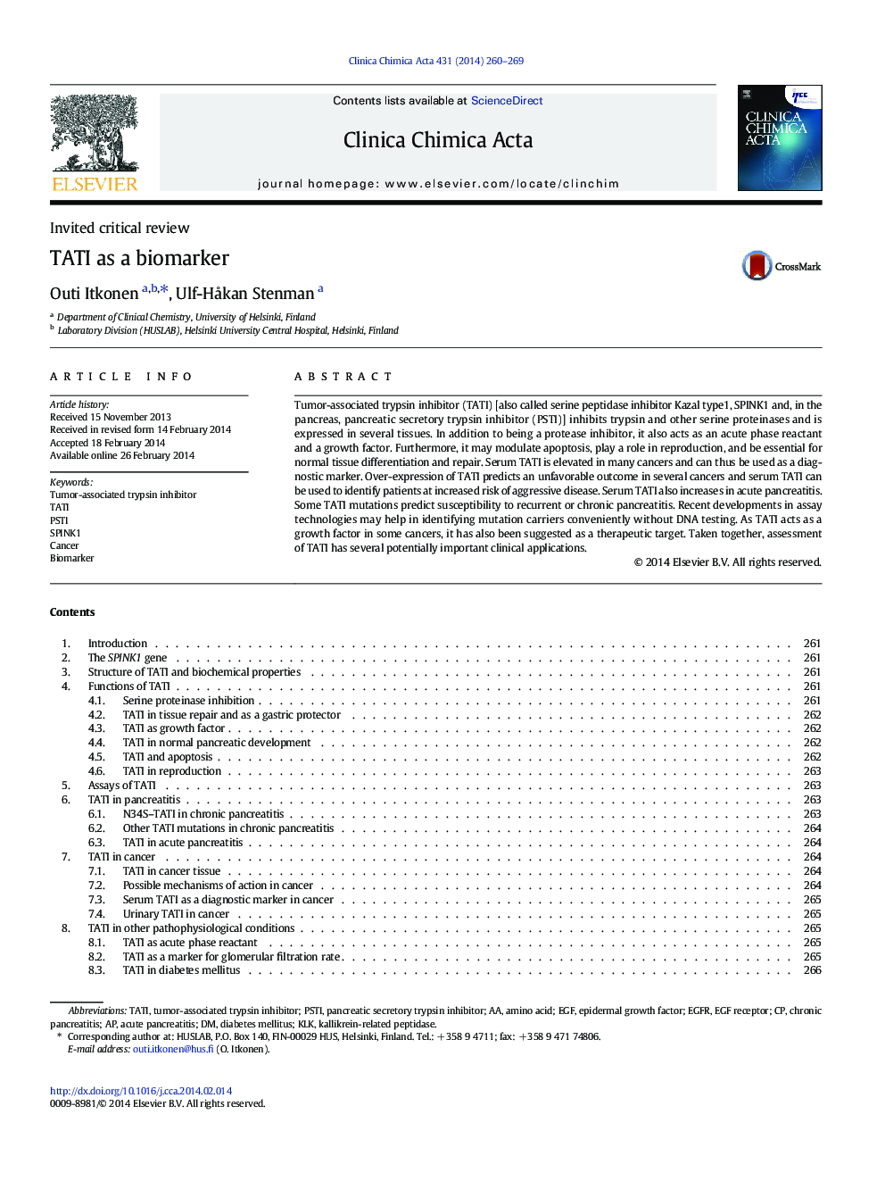 TATI as a biomarker