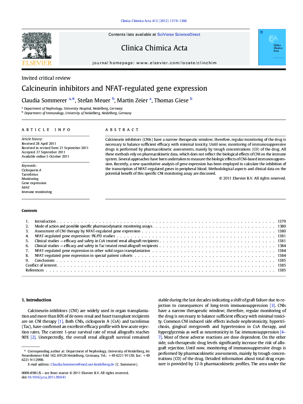 Calcineurin inhibitors and NFAT-regulated gene expression