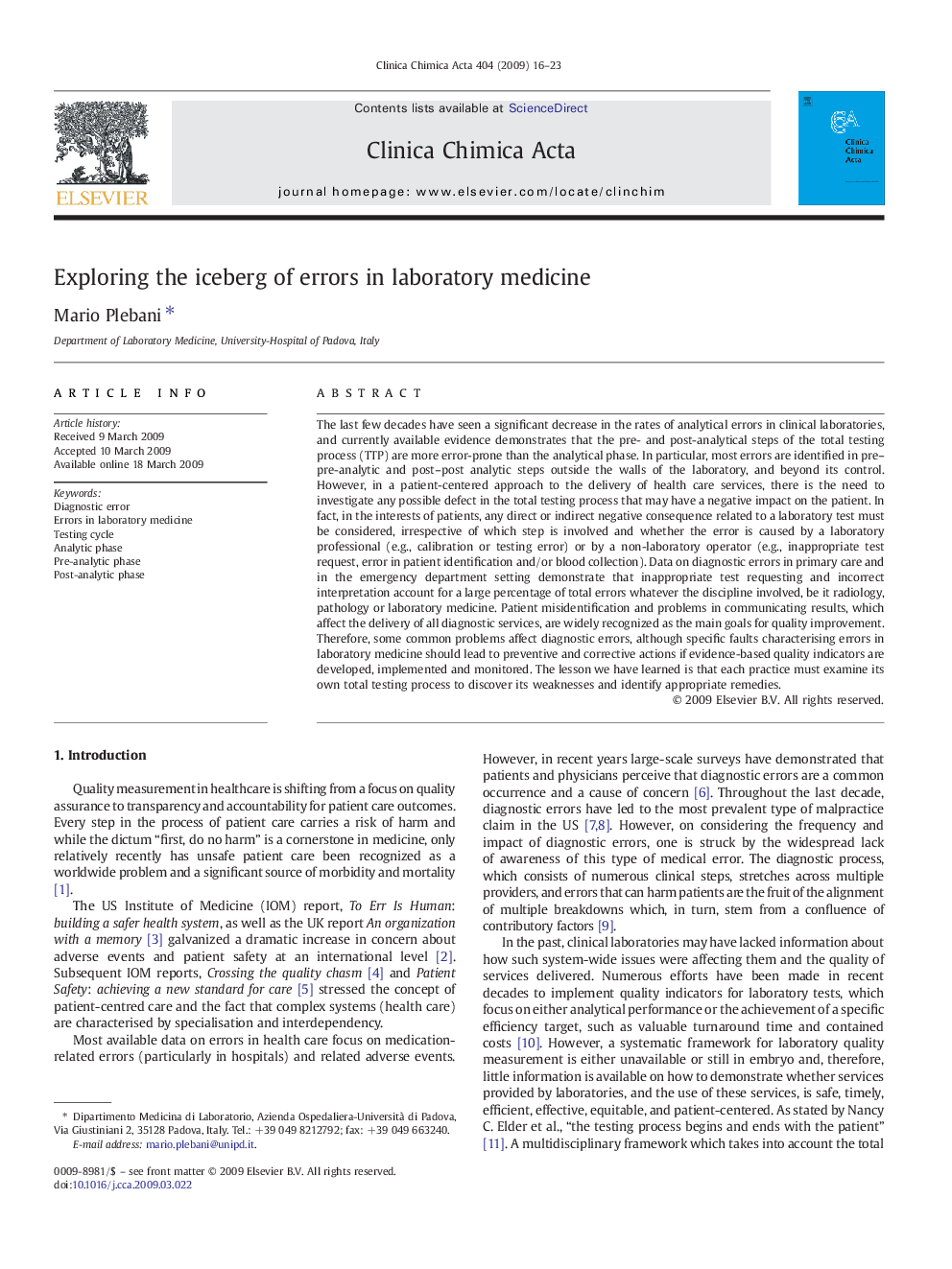 Exploring the iceberg of errors in laboratory medicine