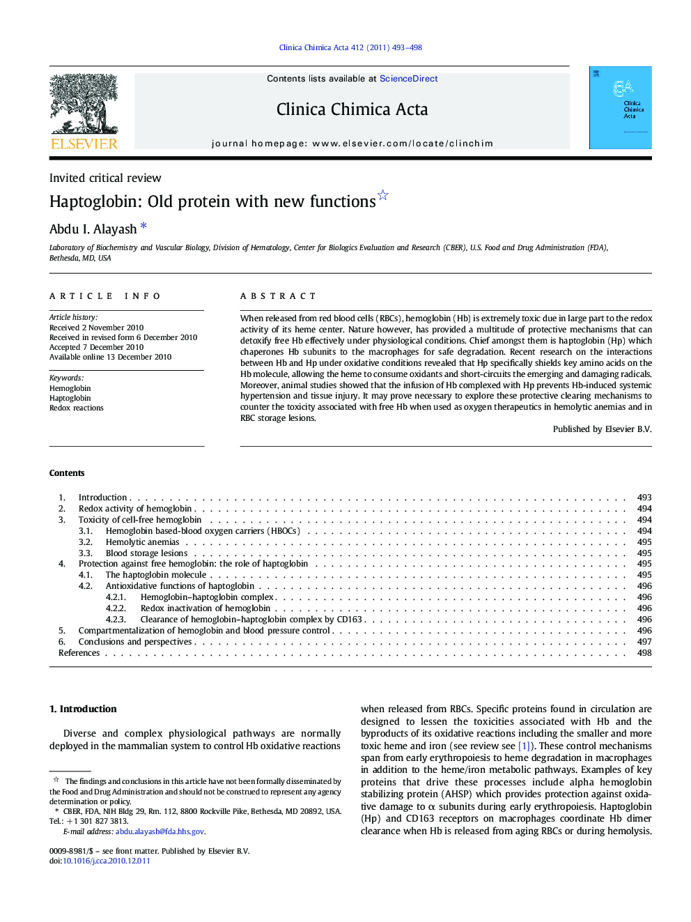 Haptoglobin: Old protein with new functions 