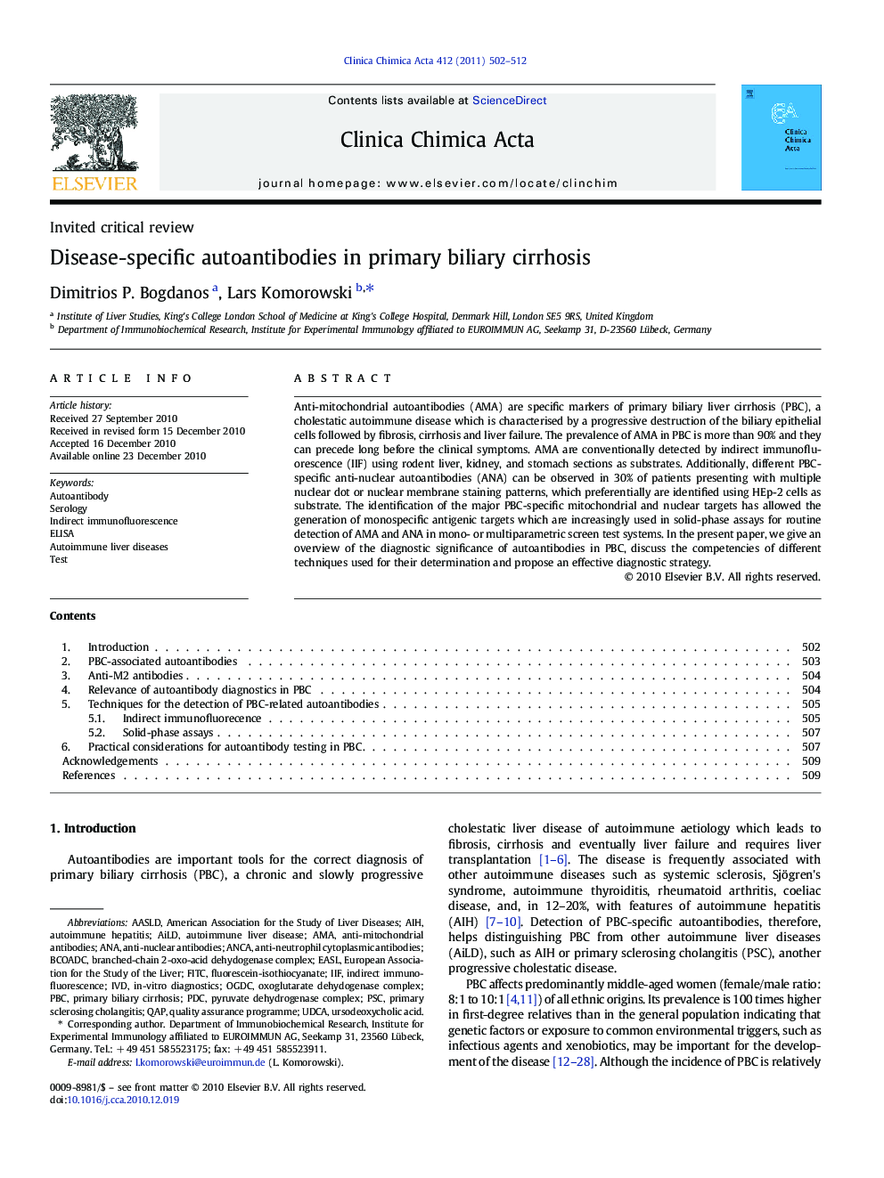 Disease-specific autoantibodies in primary biliary cirrhosis