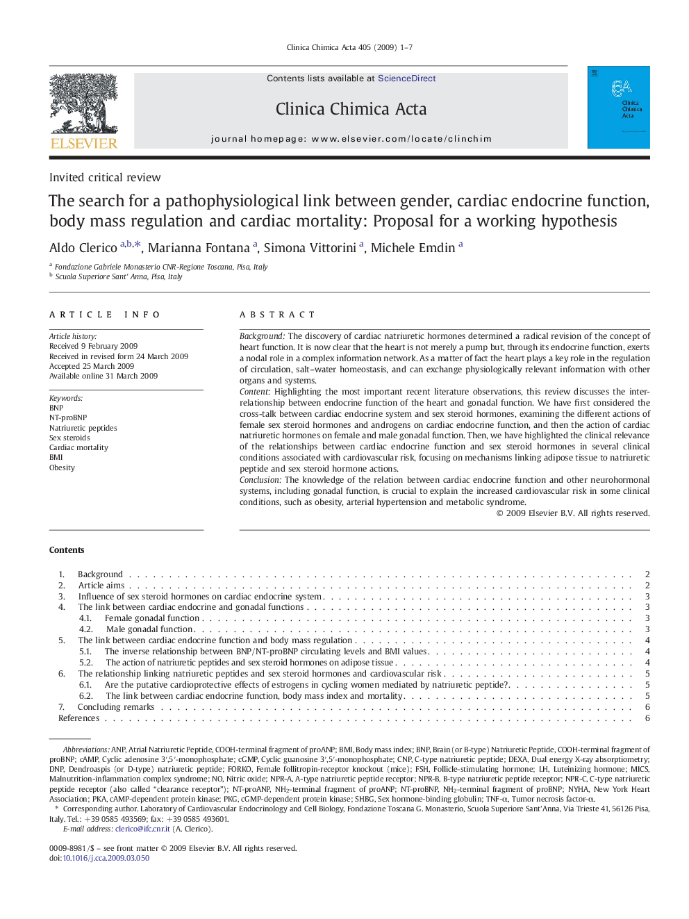 The search for a pathophysiological link between gender, cardiac endocrine function, body mass regulation and cardiac mortality: Proposal for a working hypothesis