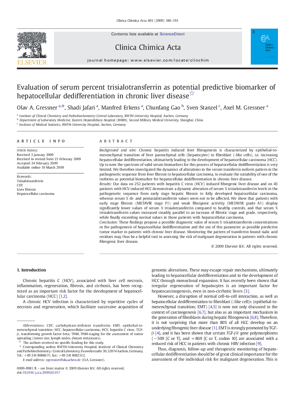 Evaluation of serum percent trisialotransferrin as potential predictive biomarker of hepatocellular dedifferentiation in chronic liver disease 