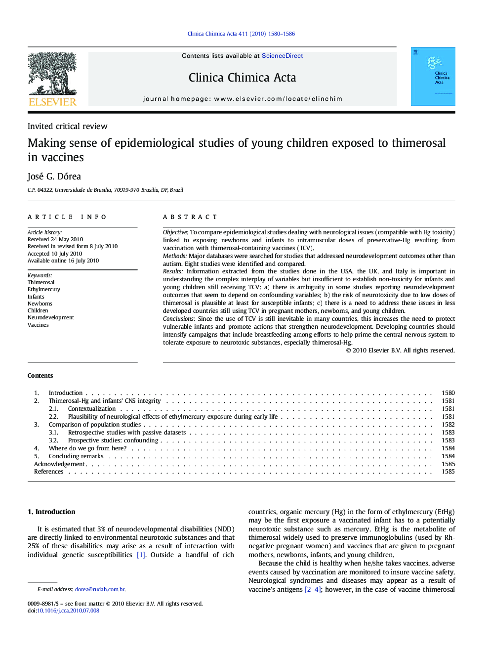 عکس صفحه اول مقاله: Making sense of epidemiological studies of young children exposed to thimerosal in vaccines Making sense of epidemiological studies of young children exposed to thimerosal in vaccines