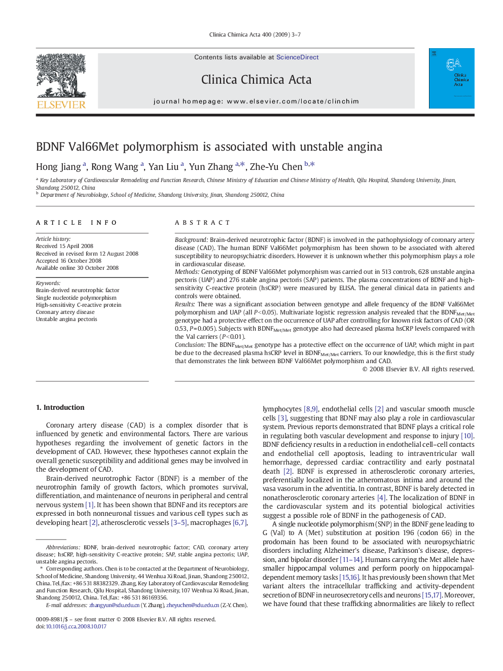 BDNF Val66Met polymorphism is associated with unstable angina