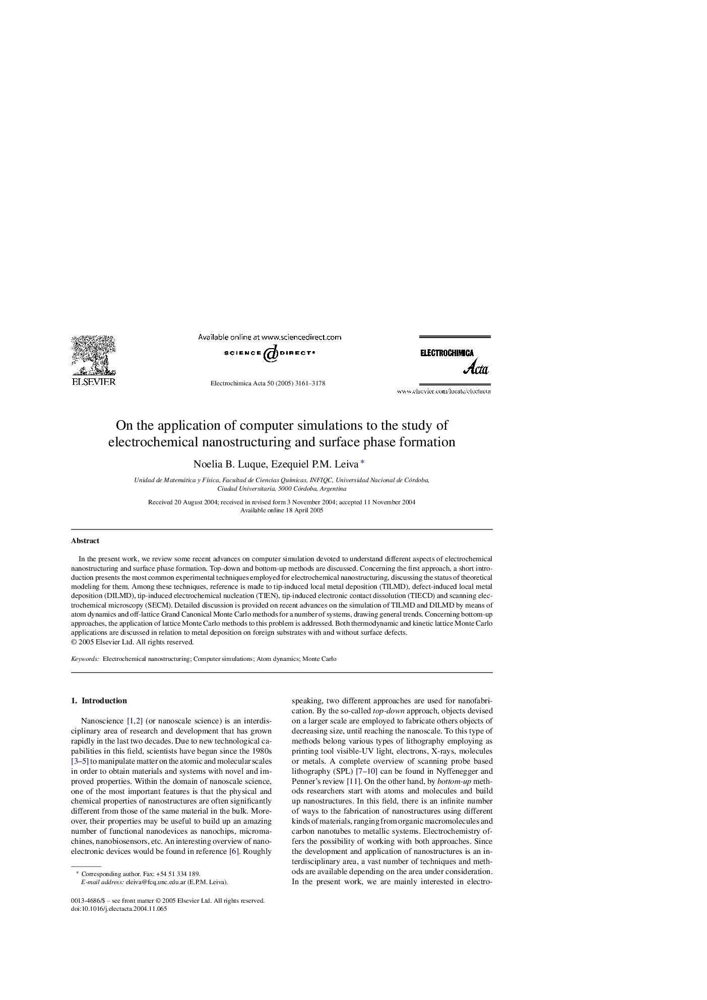 On the application of computer simulations to the study of electrochemical nanostructuring and surface phase formation