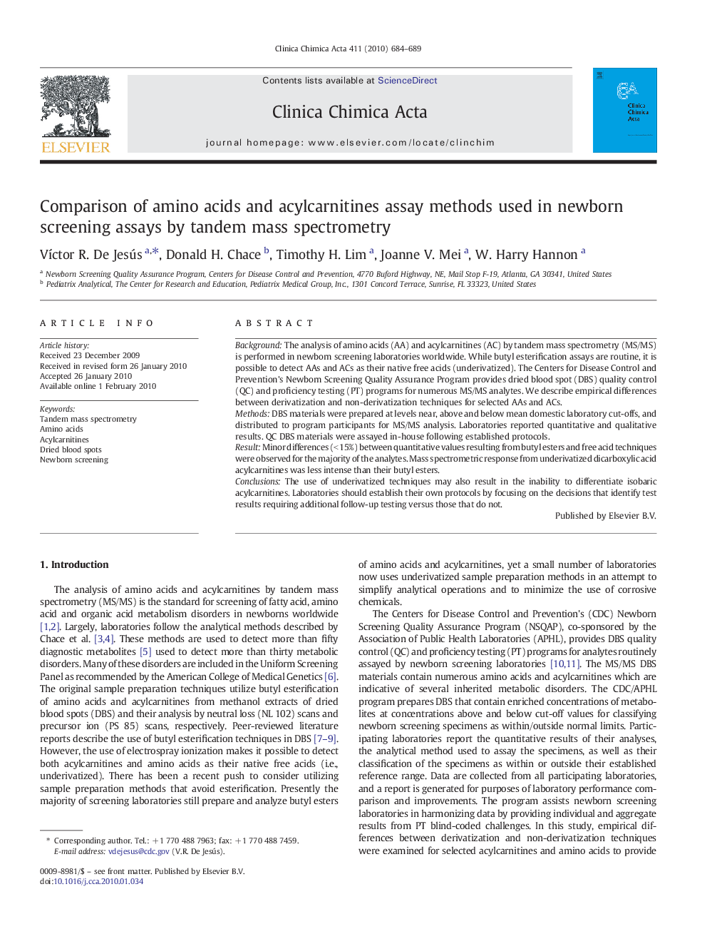 Comparison of amino acids and acylcarnitines assay methods used in newborn screening assays by tandem mass spectrometry