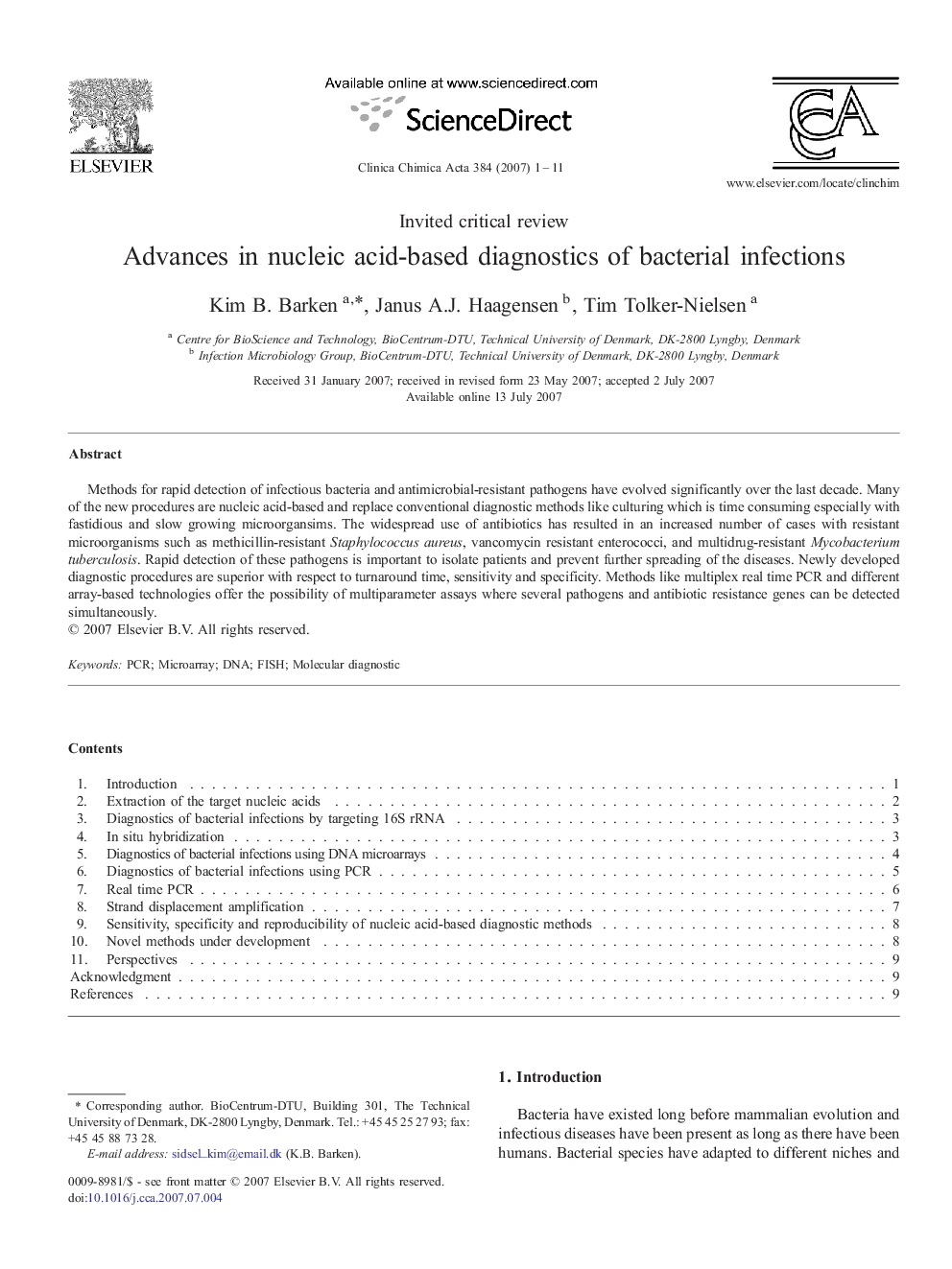 Advances in nucleic acid-based diagnostics of bacterial infections