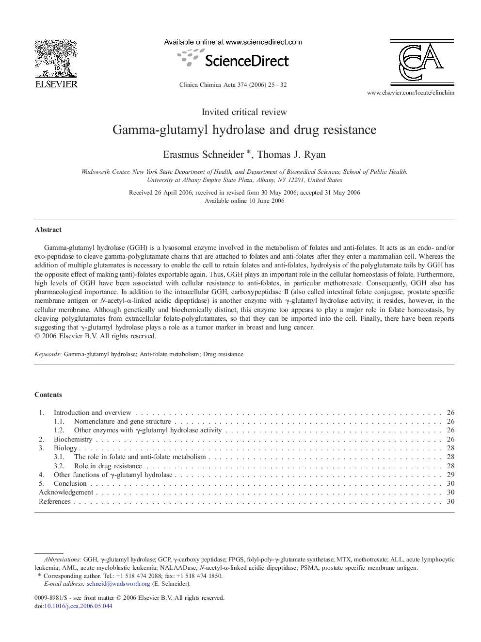 Gamma-glutamyl hydrolase and drug resistance