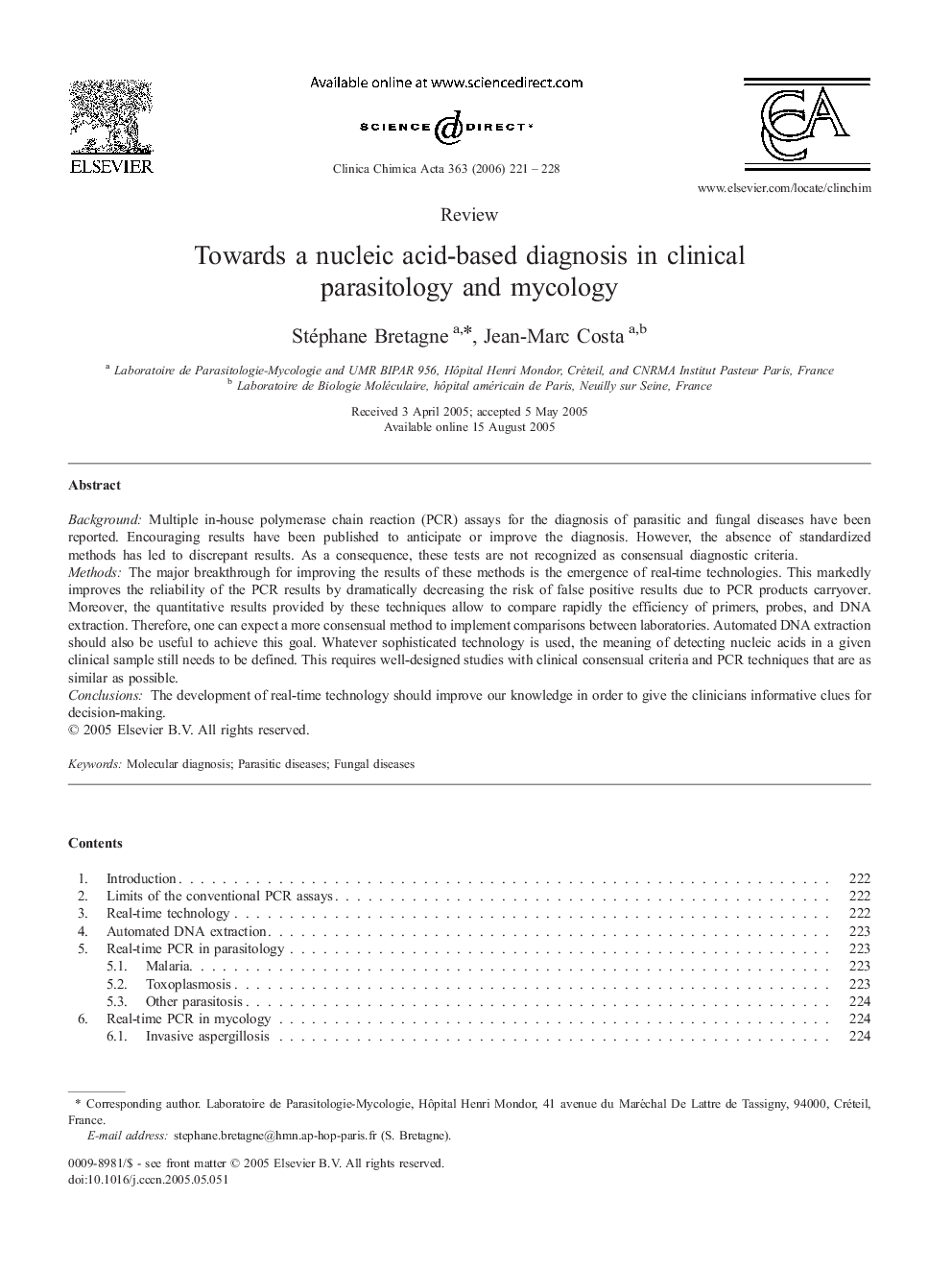 Towards a nucleic acid-based diagnosis in clinical parasitology and mycology