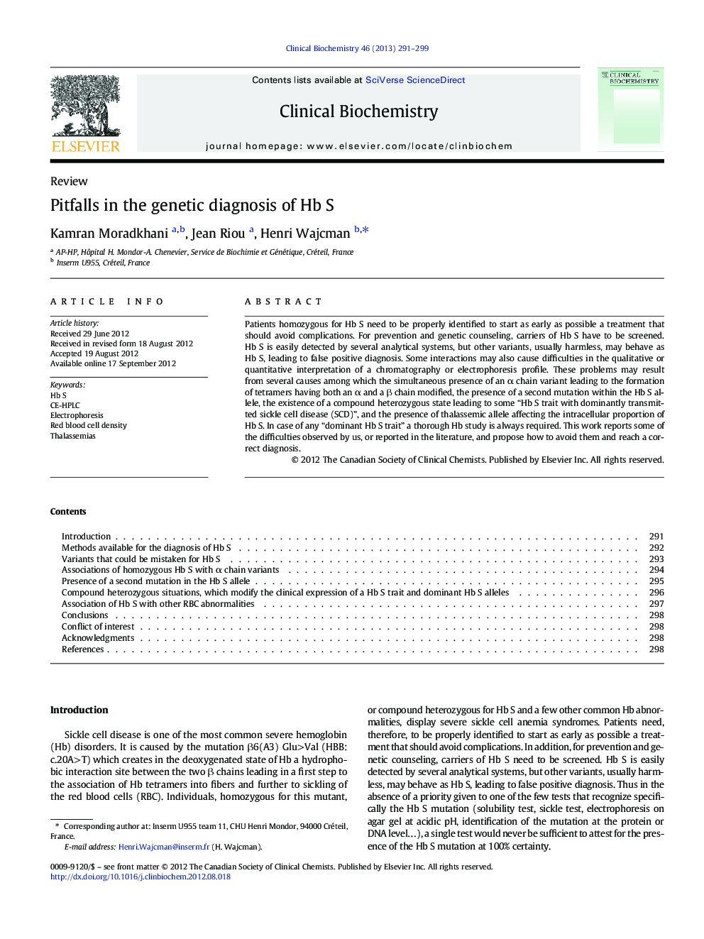 Pitfalls in the genetic diagnosis of Hb S