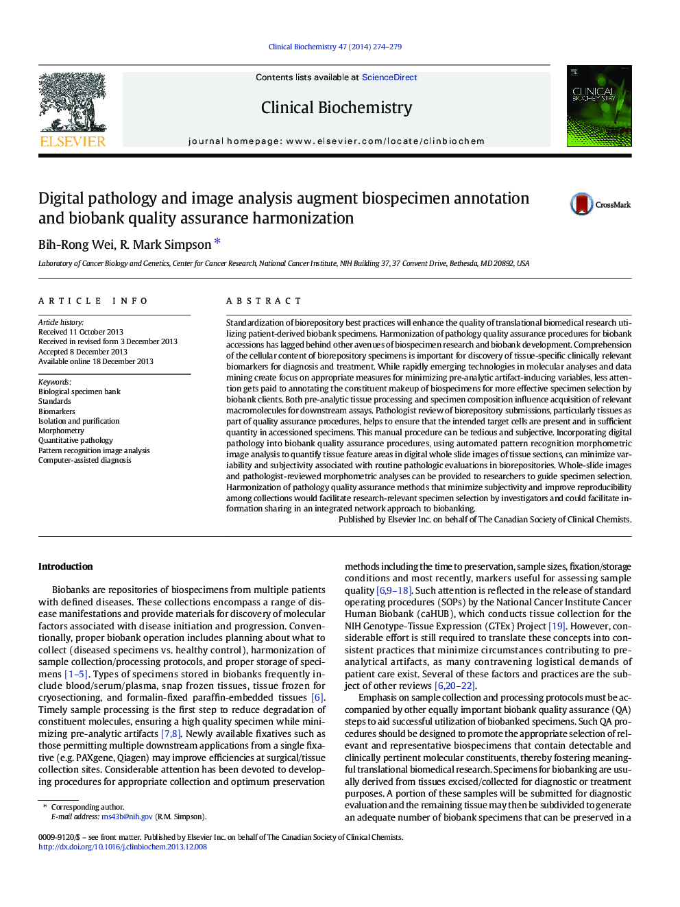 Digital pathology and image analysis augment biospecimen annotation and biobank quality assurance harmonization