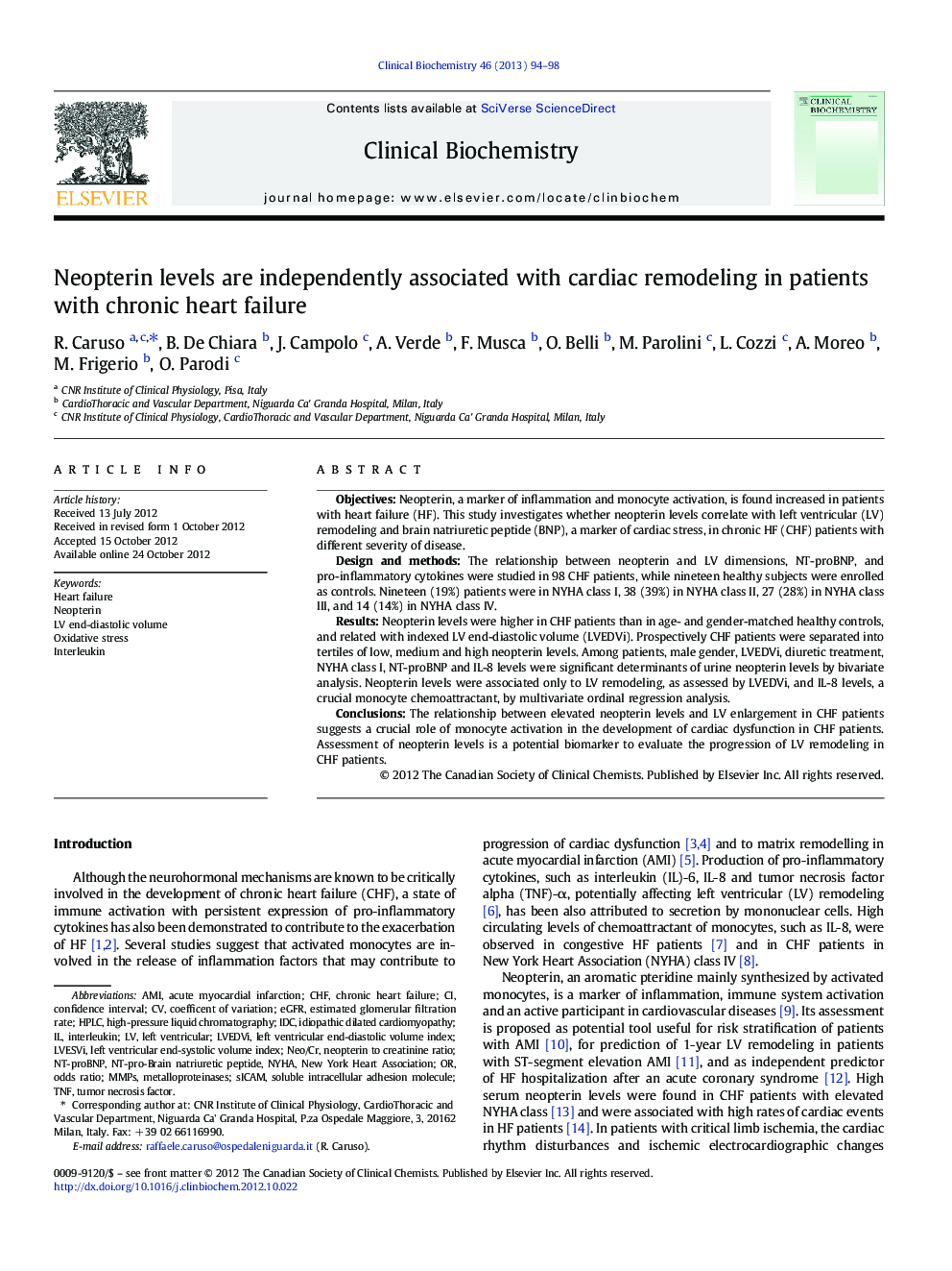 Neopterin levels are independently associated with cardiac remodeling in patients with chronic heart failure