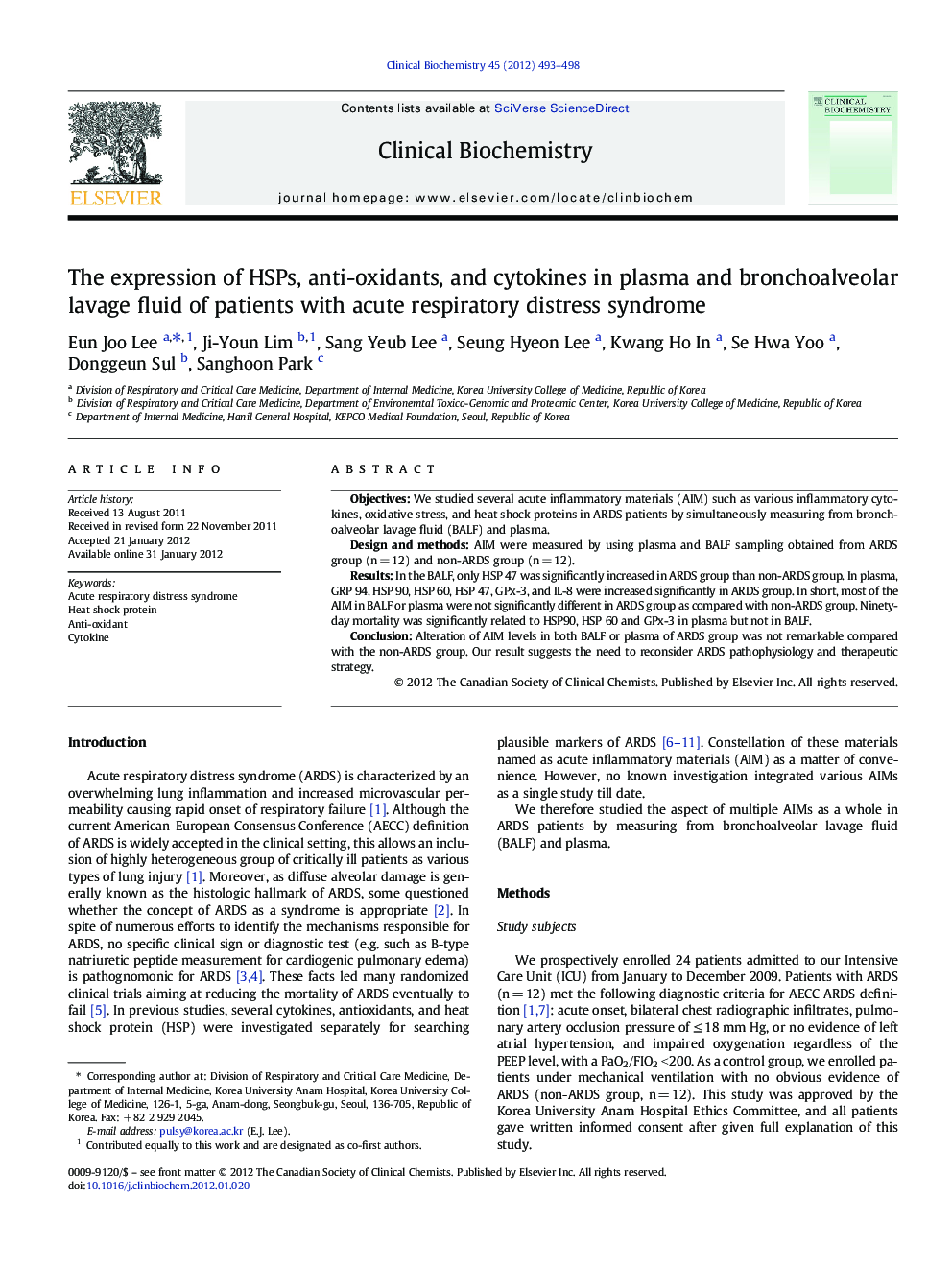 The expression of HSPs, anti-oxidants, and cytokines in plasma and bronchoalveolar lavage fluid of patients with acute respiratory distress syndrome