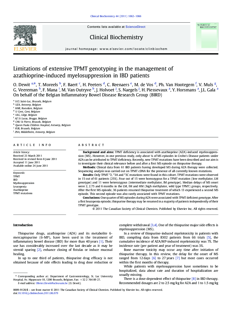 Limitations of extensive TPMT genotyping in the management of azathioprine-induced myelosuppression in IBD patients