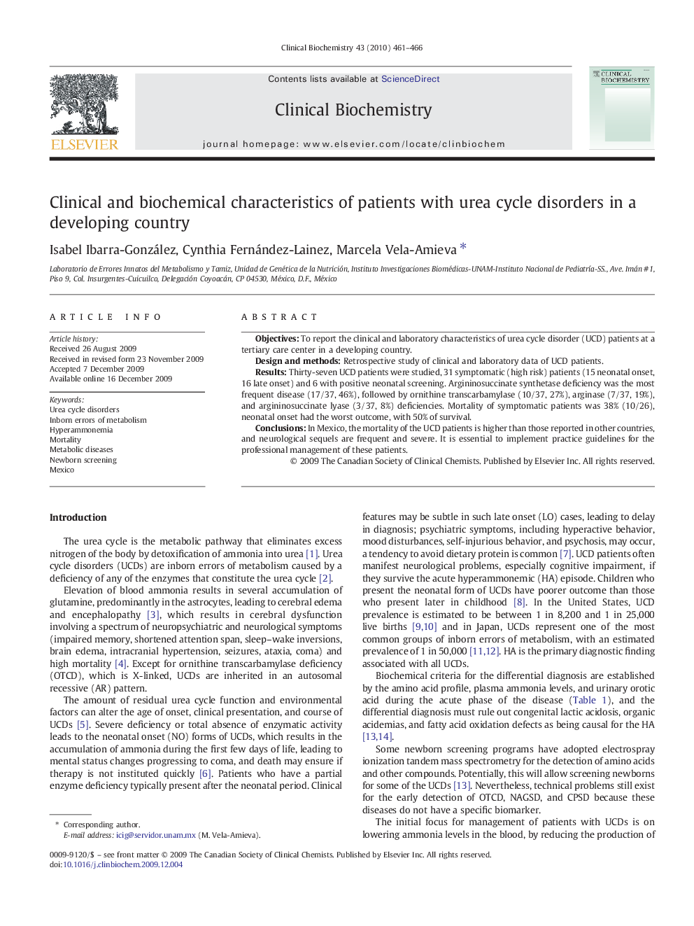 Clinical and biochemical characteristics of patients with urea cycle disorders in a developing country