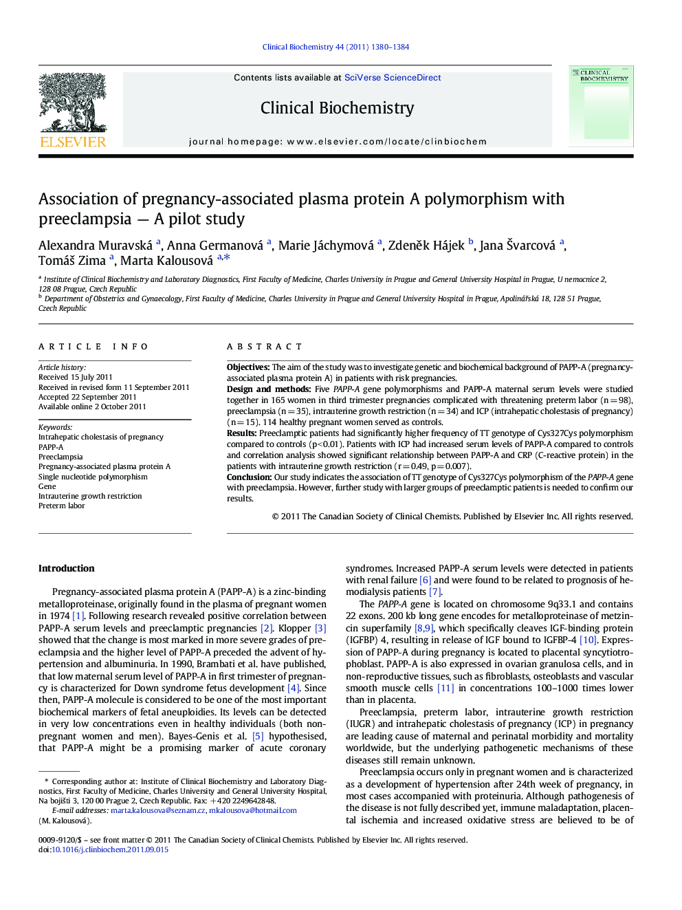 Association of pregnancy-associated plasma protein A polymorphism with preeclampsia — A pilot study