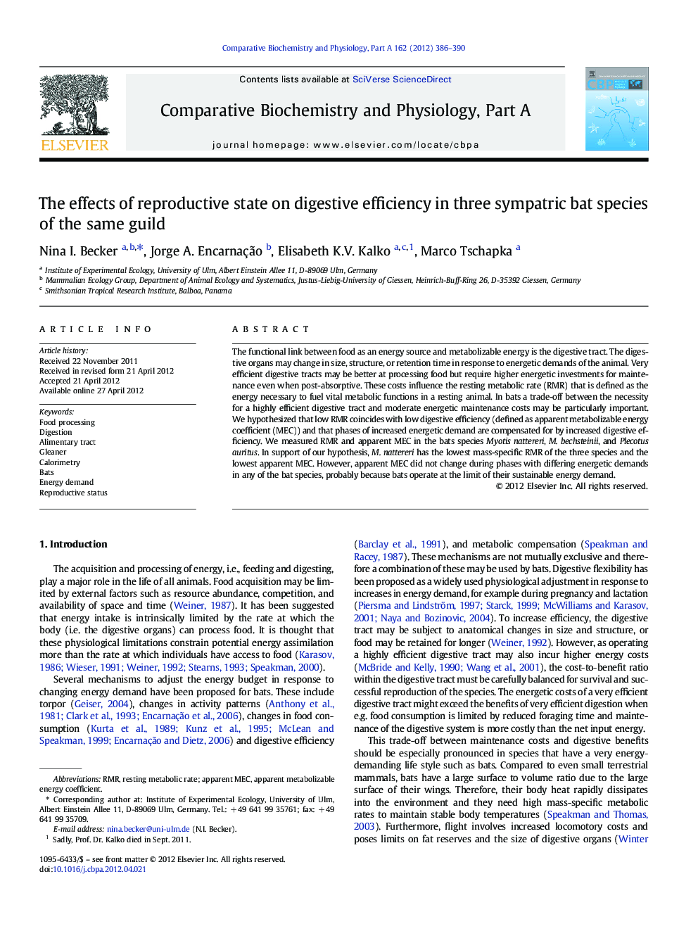 The effects of reproductive state on digestive efficiency in three sympatric bat species of the same guild