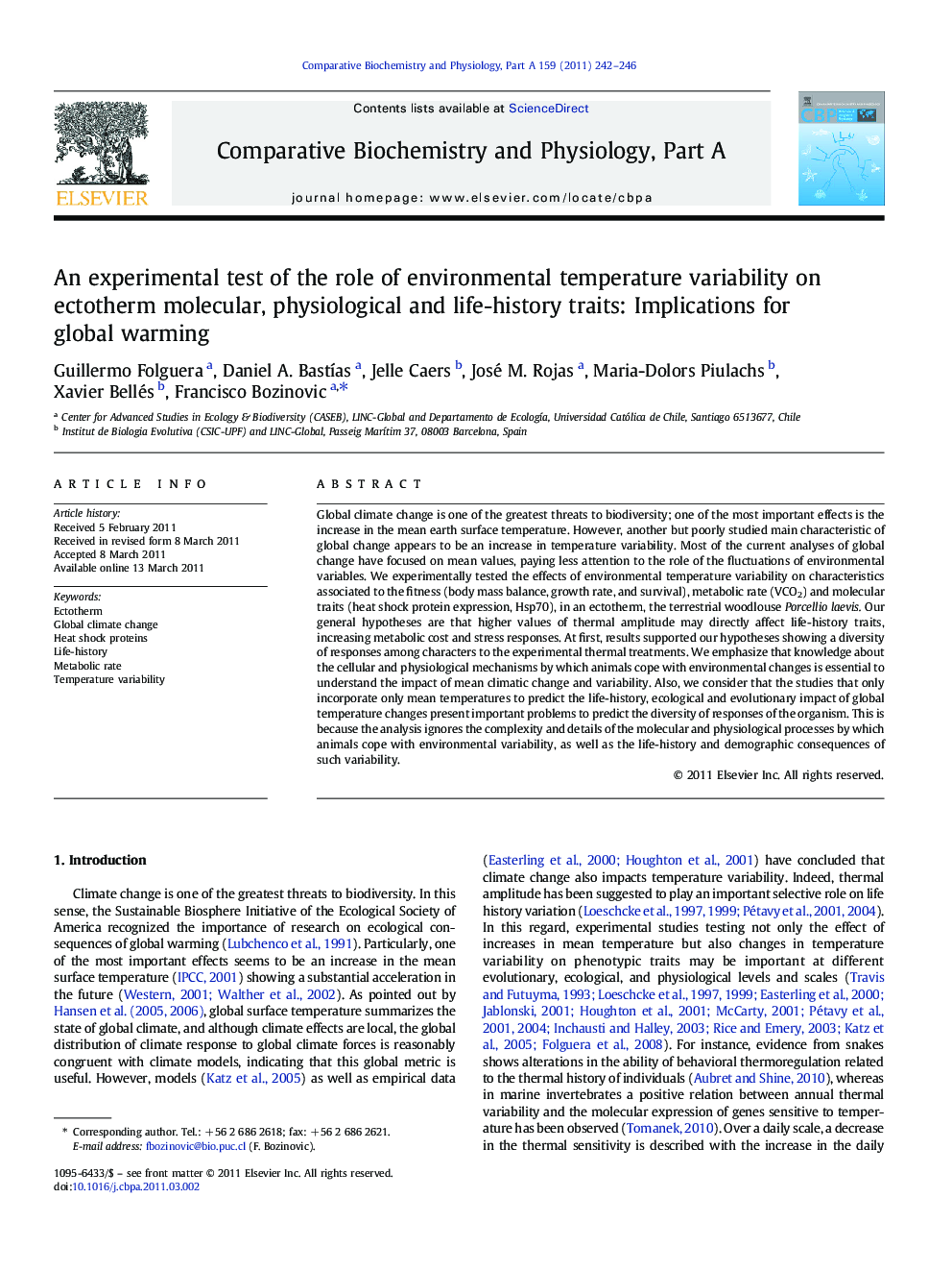 An experimental test of the role of environmental temperature variability on ectotherm molecular, physiological and life-history traits: Implications for global warming