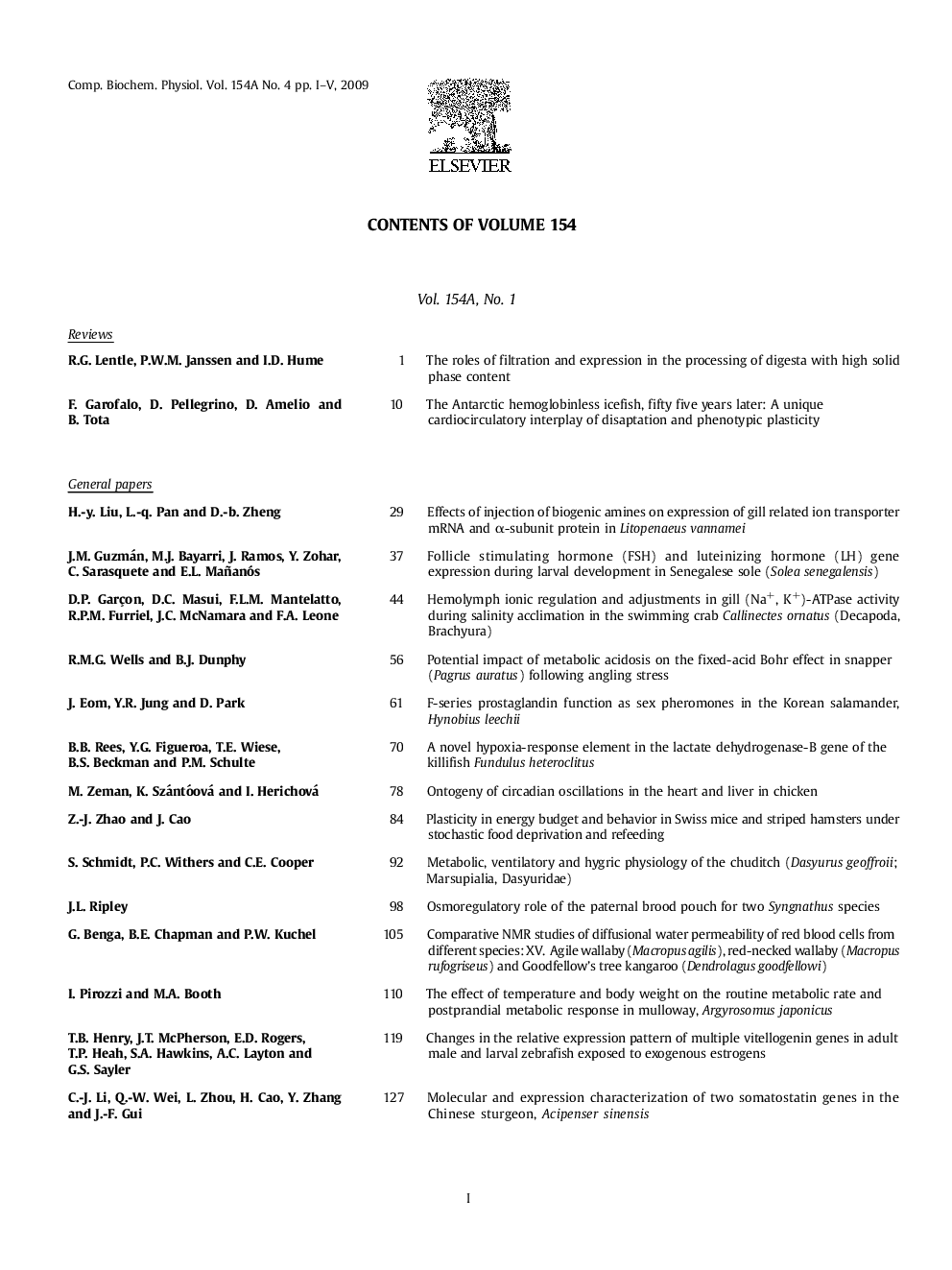 Contents of Volume