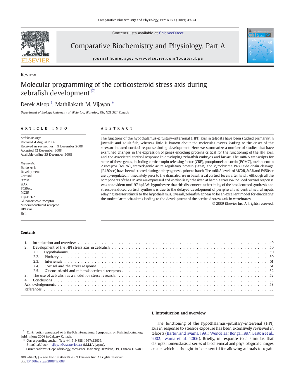 Molecular programming of the corticosteroid stress axis during zebrafish development 