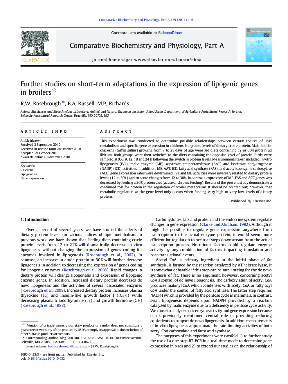 Further studies on short-term adaptations in the expression of lipogenic genes in broilers 