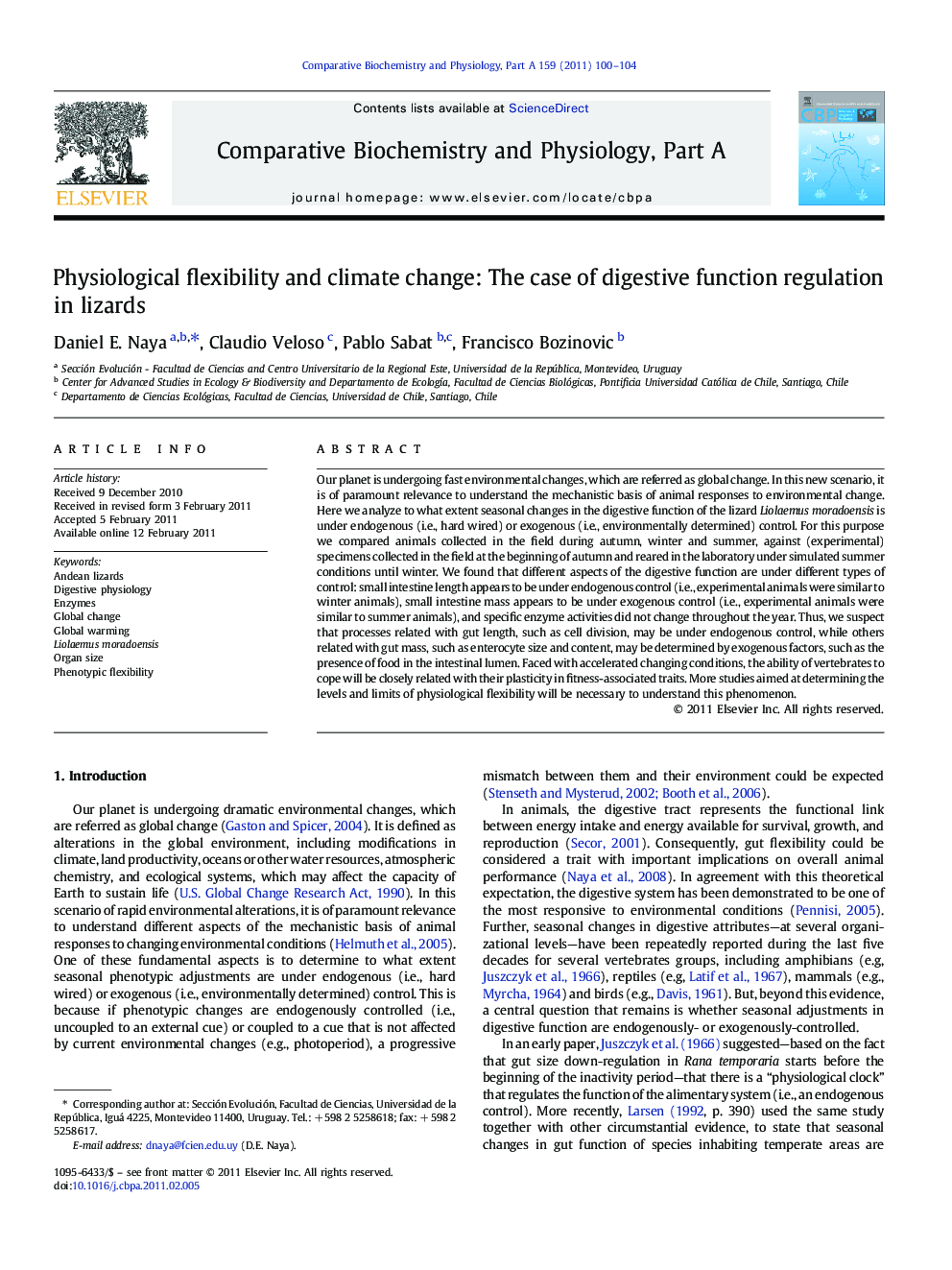 Physiological flexibility and climate change: The case of digestive function regulation in lizards