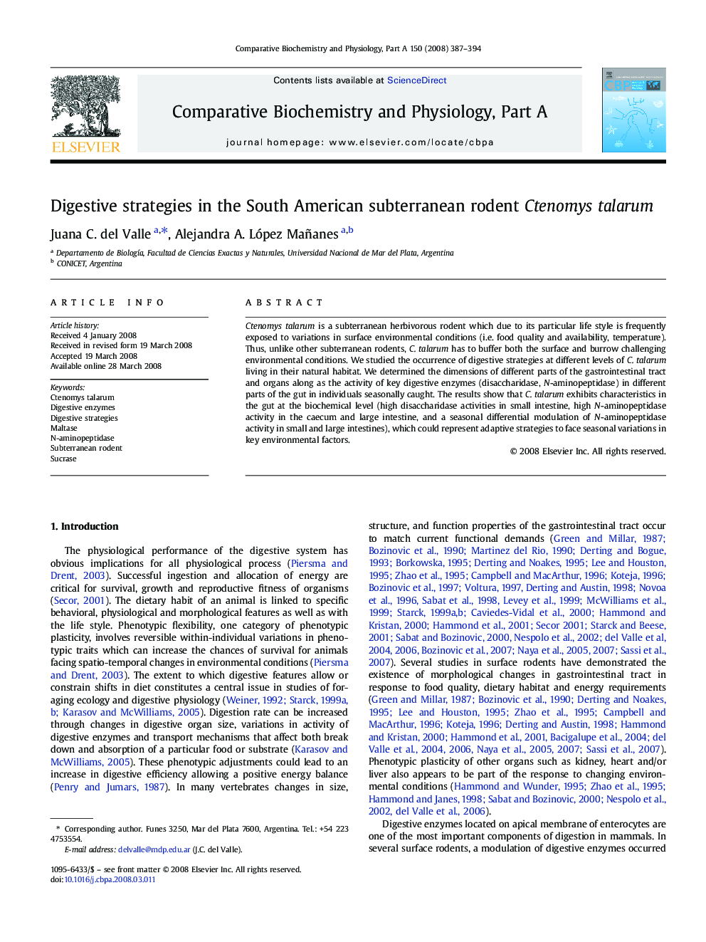 Digestive strategies in the South American subterranean rodent Ctenomys talarum