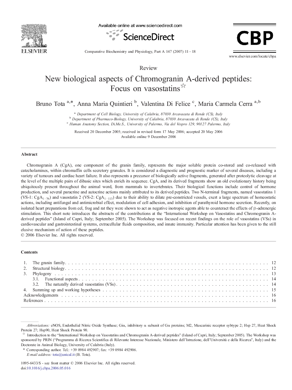 New biological aspects of Chromogranin A-derived peptides: Focus on vasostatins 