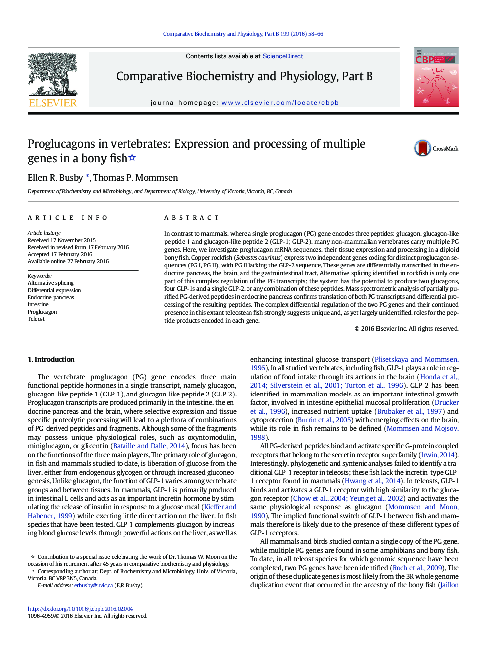 Proglucagons in vertebrates: Expression and processing of multiple genes in a bony fish 