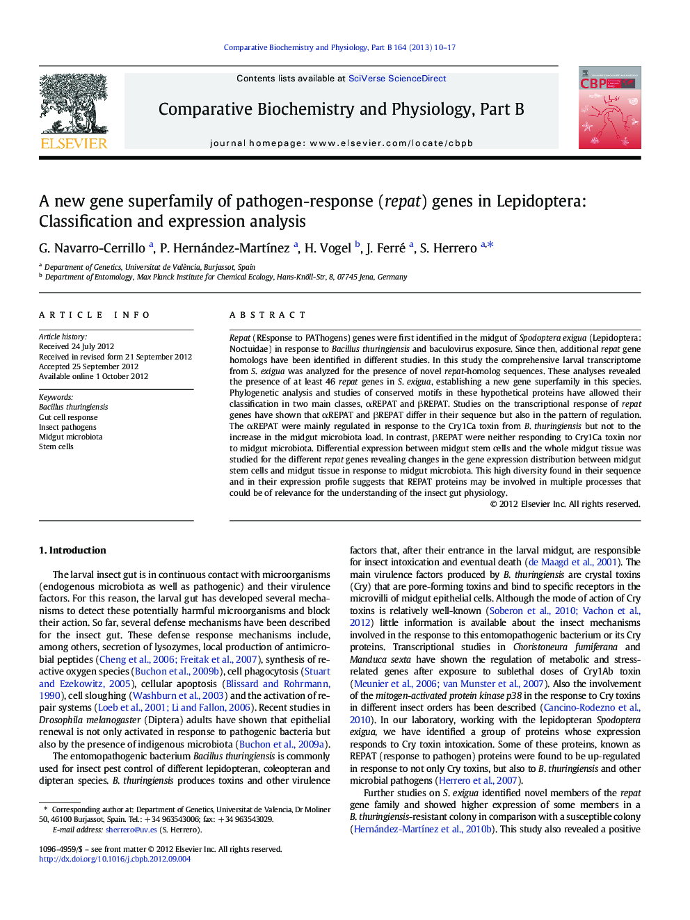 A new gene superfamily of pathogen-response (repat) genes in Lepidoptera: Classification and expression analysis