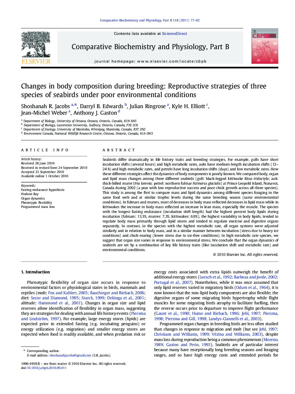 Changes in body composition during breeding: Reproductive strategies of three species of seabirds under poor environmental conditions