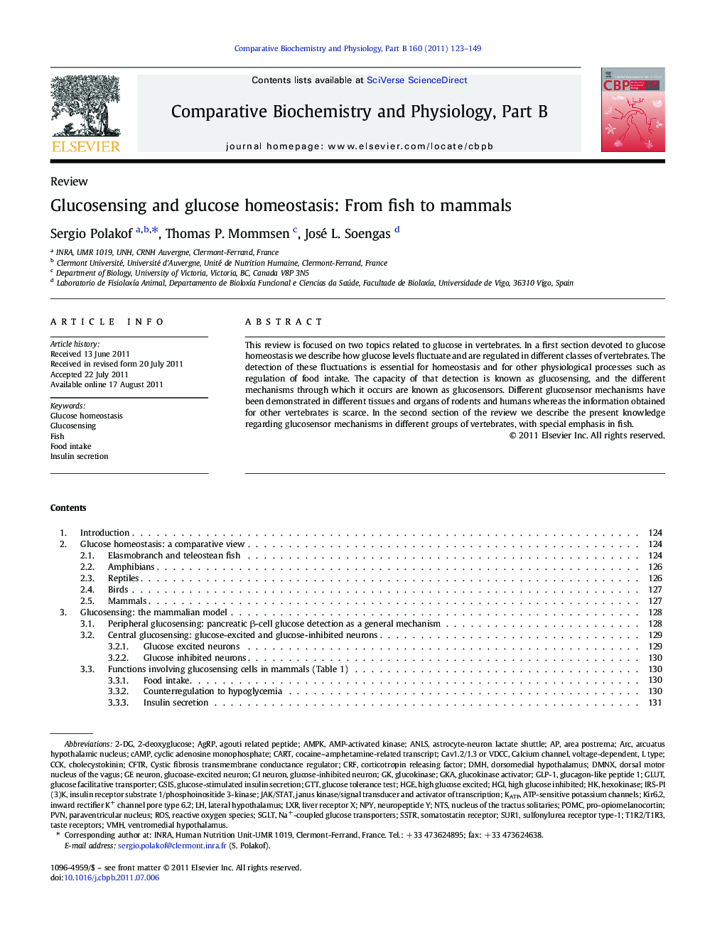 Glucosensing and glucose homeostasis: From fish to mammals